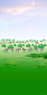 绿色原野上的树木景观