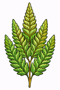 绿色羽状复叶植物插画