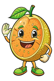 可爱橙子卡通形象打招呼