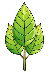 三片鲜绿叶片插画