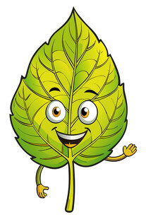 可爱笑脸绿叶卡通形象