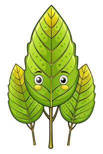 可爱拟人化绿叶植物