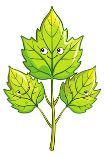 可爱拟人化绿叶插画