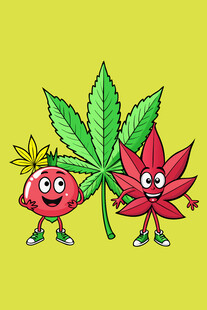 可爱大麻植物卡通形象