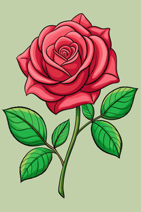 手绘红玫瑰