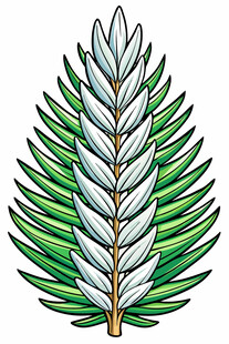 手绘绿色羽状叶片植物