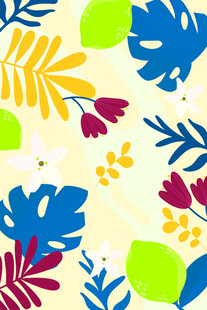 多彩热带植物图案背景