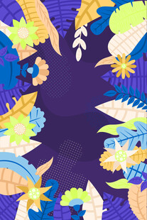 多彩海洋生物环绕图案