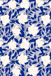 蓝白花卉图案纹理