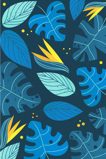 蓝色叶系无缝图案设计