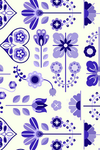 蓝白花卉图案装饰设计