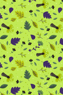 黄绿底多彩叶子图案背景