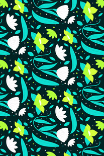 蓝绿花卉图案背景