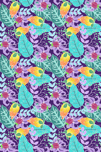 多彩花鸟图案无缝背景