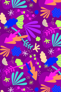 梦幻多彩植物几何图案背景