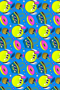 多彩卡通甜甜圈图案背景