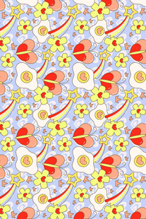 花卉水果图案的多彩背景