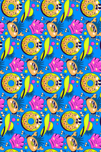 热带水果花卉图案背景