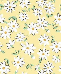 黄色背景小雏菊碎花图案
