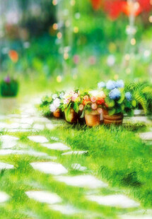 绿意盎然的缤纷花园景观