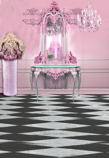 粉色梦幻梳妆台场景布置