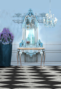 欧式奢华玄关柜与装饰摆件