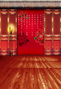 中式喜庆红门装饰场景