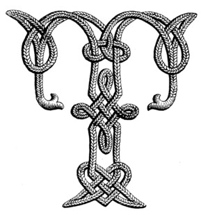 复古凯尔特风格字母T图案