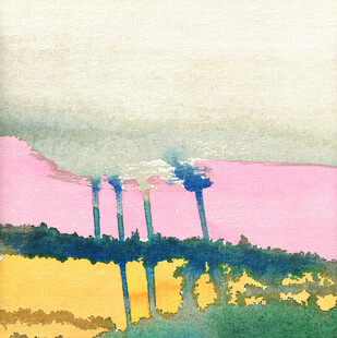 抽象水彩风景绘画作品