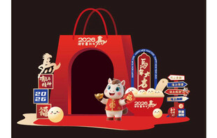 红色购物袋造型新年美陈