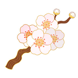 古风粉色花朵发簪插画