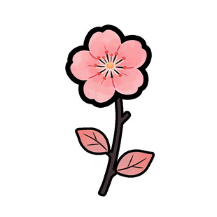 手绘粉色花朵插画