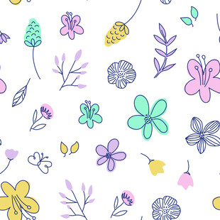 手绘多彩花卉图案背景