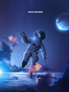 太空中漂浮的孤独宇航员