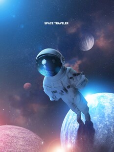 太空中的宇航员奇幻景象