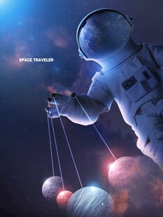 宇航员操控星球奇幻场景