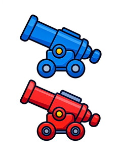 卡通红蓝玩具大炮