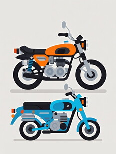 复古风格双款摩托车展示