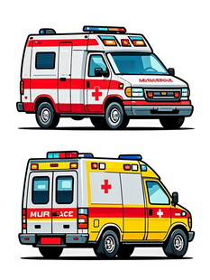 两款不同样式的急救车