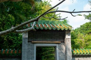 中式古建门楼 绿意环绕