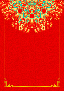 红色中式花纹喜庆背景图