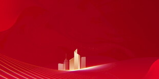 红色背景上的金色建筑背景