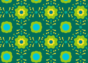 蓝绿几何花卉图案背景