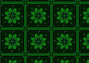 绿色花卉几何图案背景