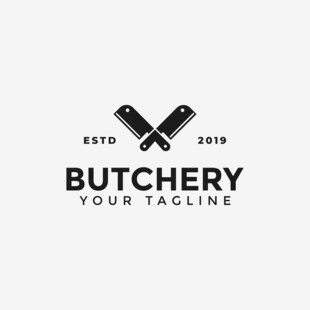 复古风屠宰店标志设计