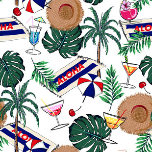 夏日度假风热带元素图案