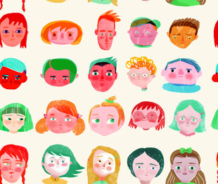多彩卡通人物头像图案