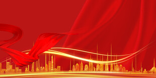 红色城市风光背景图