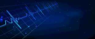 蓝色动感心电图线条图案