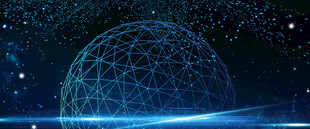 梦幻星空下的几何球体